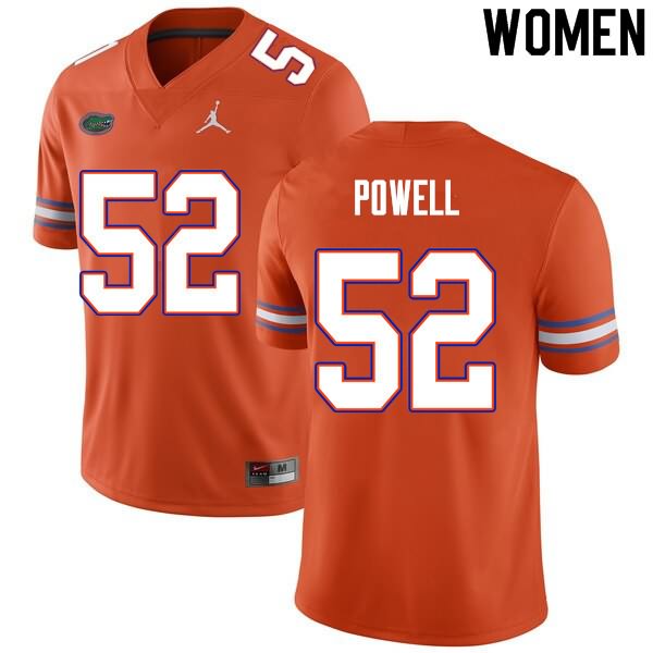 Women's NCAA Florida Gators Antwuan Powell #52 Stitched Authentic Nike Orange College Football Jersey BES3765VX